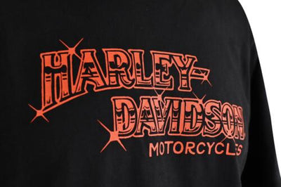 Harley-Davidson Men's T-Shirt Black Orange Text Graphic Short Sleeve (S54)
