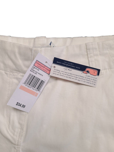 Vineyard Vines Women's White Cap Shorts Everyday Solid Pockets (S01)