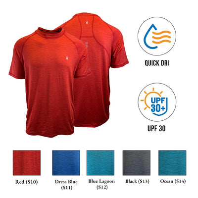 Spyder Swim Men's Solid T-Shirt Rashguard Quick Dry UPF Lightweight Hybrid S/S