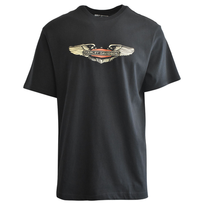 Harley-Davidson Men's T-Shirt Black With Logo Heart Wings (S84)