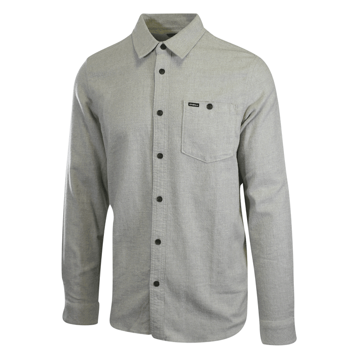 O'Neill Men's Light Grey Shirt Redmond Solid Stretch Flannel Long Sleeve (S22)