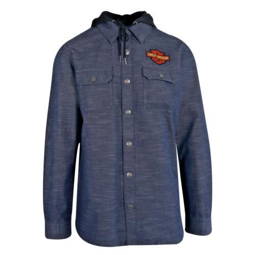 HD Branded Men's Denim Jacket Blue Dark Wash Patch Logo (101)