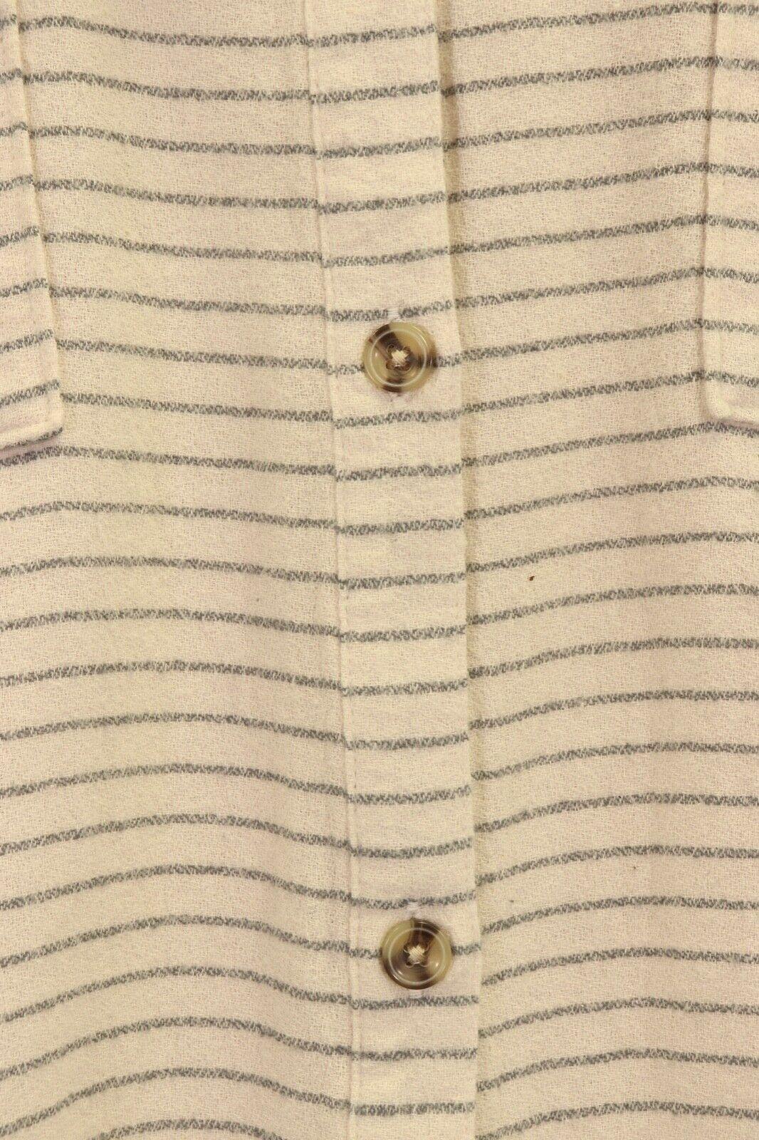 O'Neill Women's Flannel Shirt Horizontal Striped Beige Grey L/S (S17)