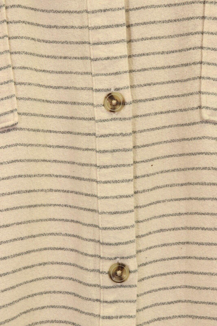 O'Neill Women's Flannel Shirt Horizontal Striped Beige Grey L/S (S17)