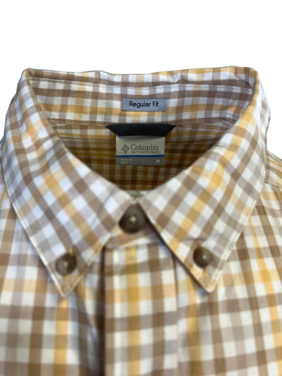 Columbia Men's Raw Yellow Brown Multi Plaid Rapid Rivers II S/S Shirt (715)