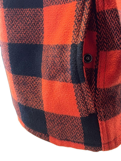 Branded Men's Orange & Black Plaid Shirt Jacket Vintage L/S (S74)