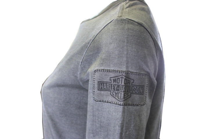 HD Branded Women's T-Shirt Grey Eagle Logo Back Long Sleeve Tee (S43)