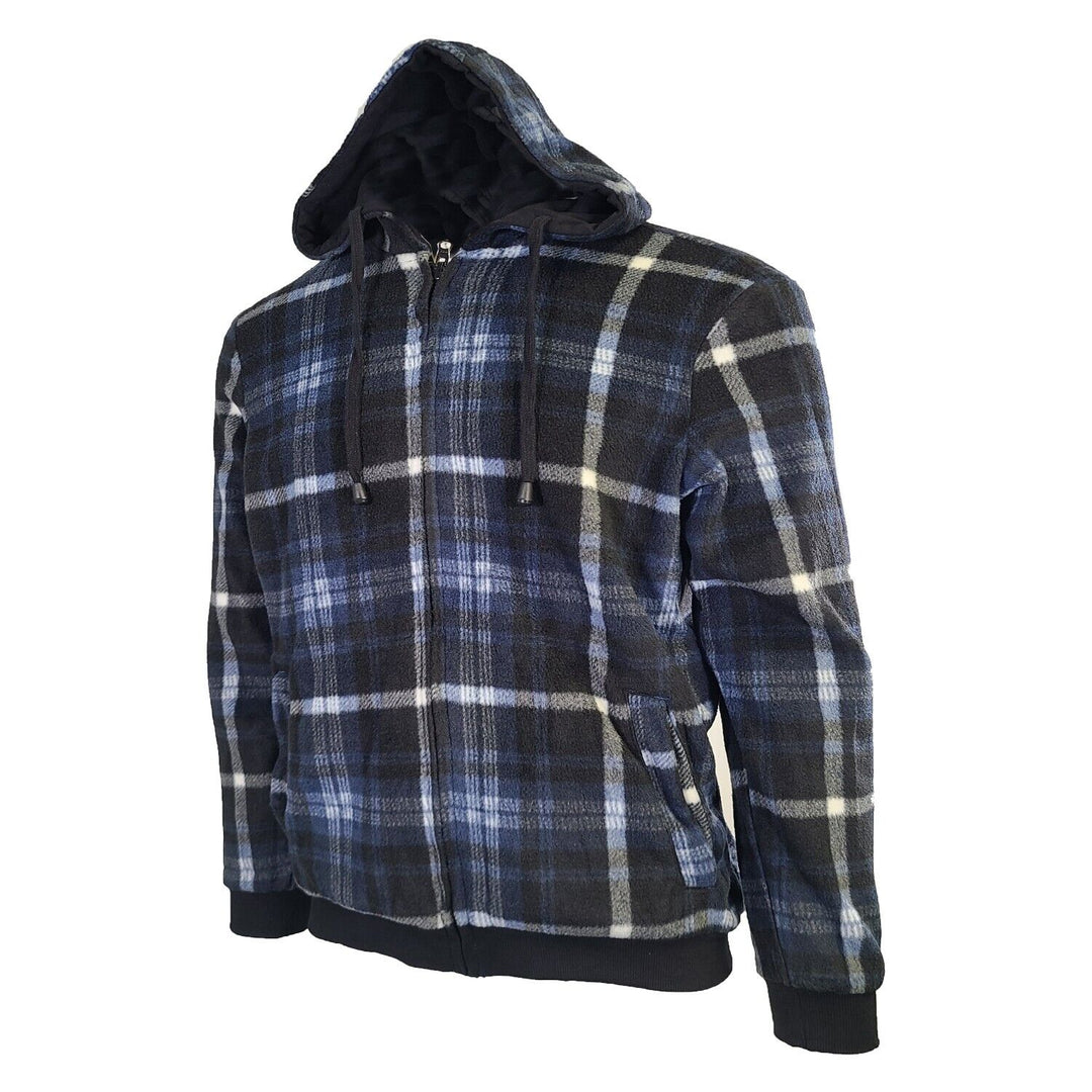 Powerfix Profi Men's Black Hoodie 2 in 1 Reversible Black Blue Plaid (S02)