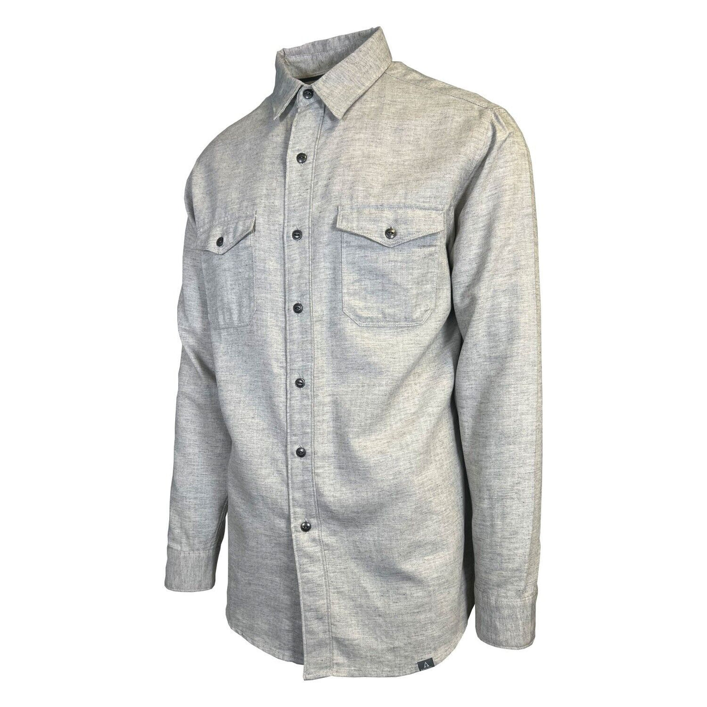 Ascend Men's Light Grey Shirt Herringbone Slub Long Sleeve (S05)