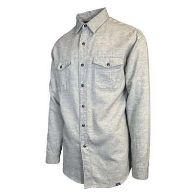 Ascend Men's Light Grey Shirt Herringbone Slub Long Sleeve (S05)