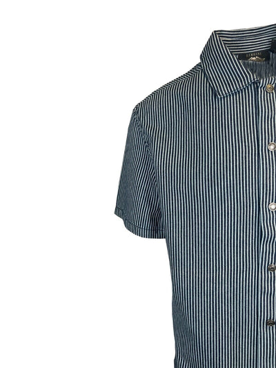 Branded Men's Blue Shirt Railroad Stripe Mechanics S/S (S69)