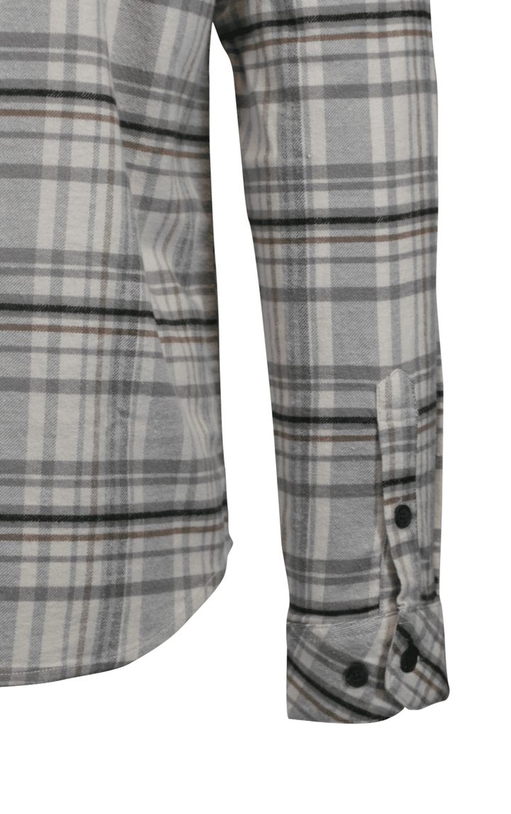 O'Neill Men's Cream Shirt Redmond Plaid Stretch Flannel Long Sleeve (S30)