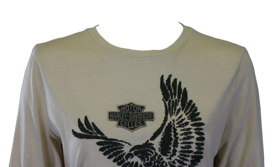 HD Branded Women's T-Shirt Cream Cross-Stitch Flying Eagle L/S Tee (S45)