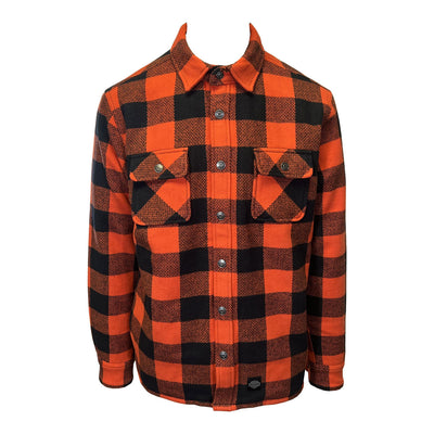 Branded Men's Orange & Black Plaid Shirt Jacket Vintage L/S (S74)