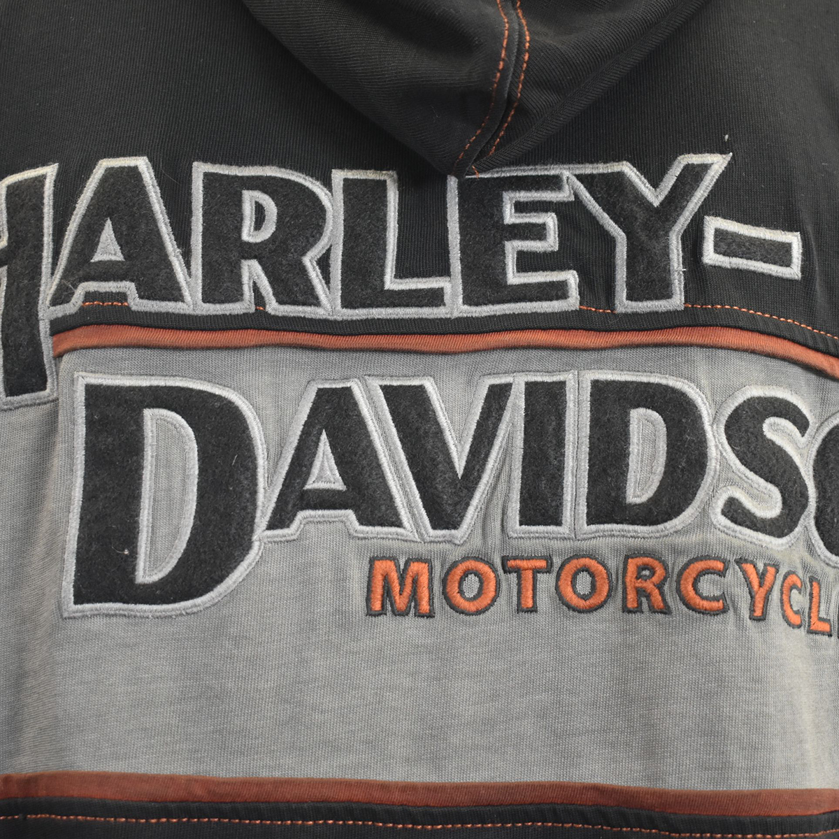 Harley-Davidson Men's Hoodie Black Iron Block Distressed Full Zip (S08)