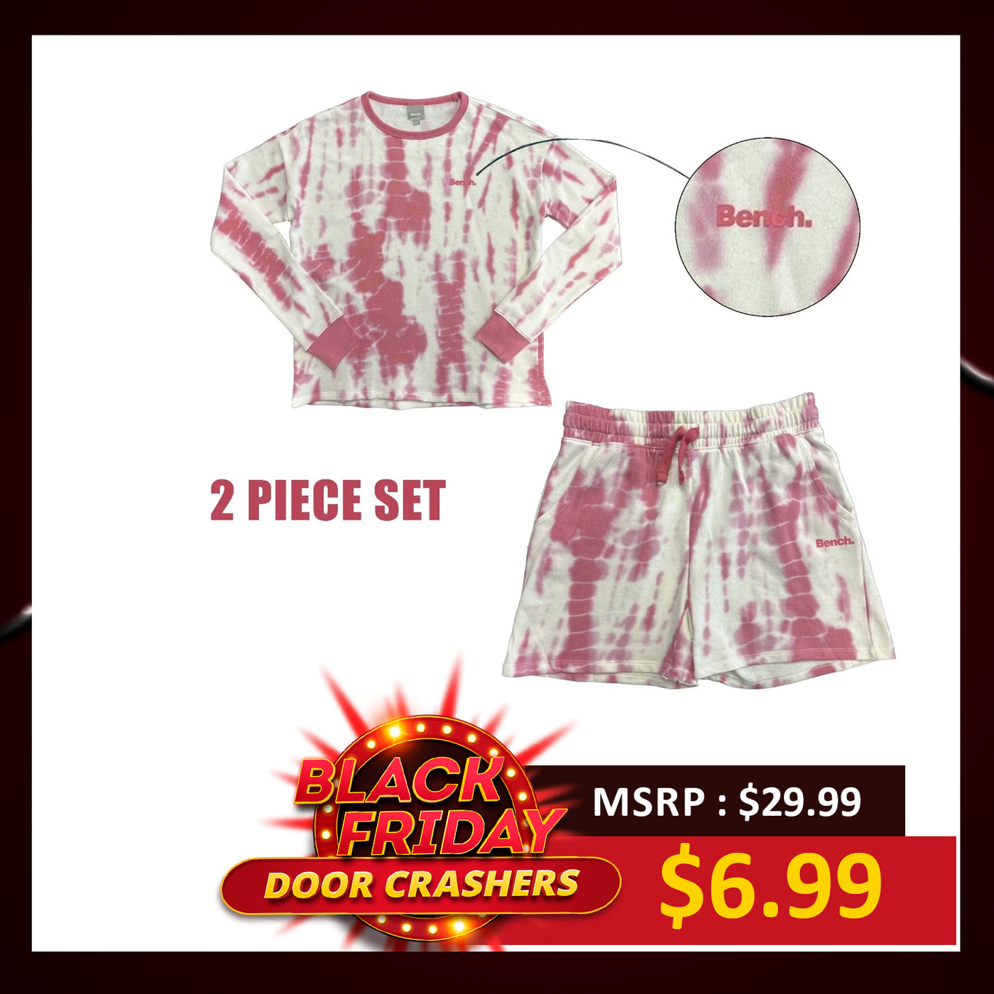 Bench Girl's Pink Top & Short Tie-Dye 2 Piece Set (S01)