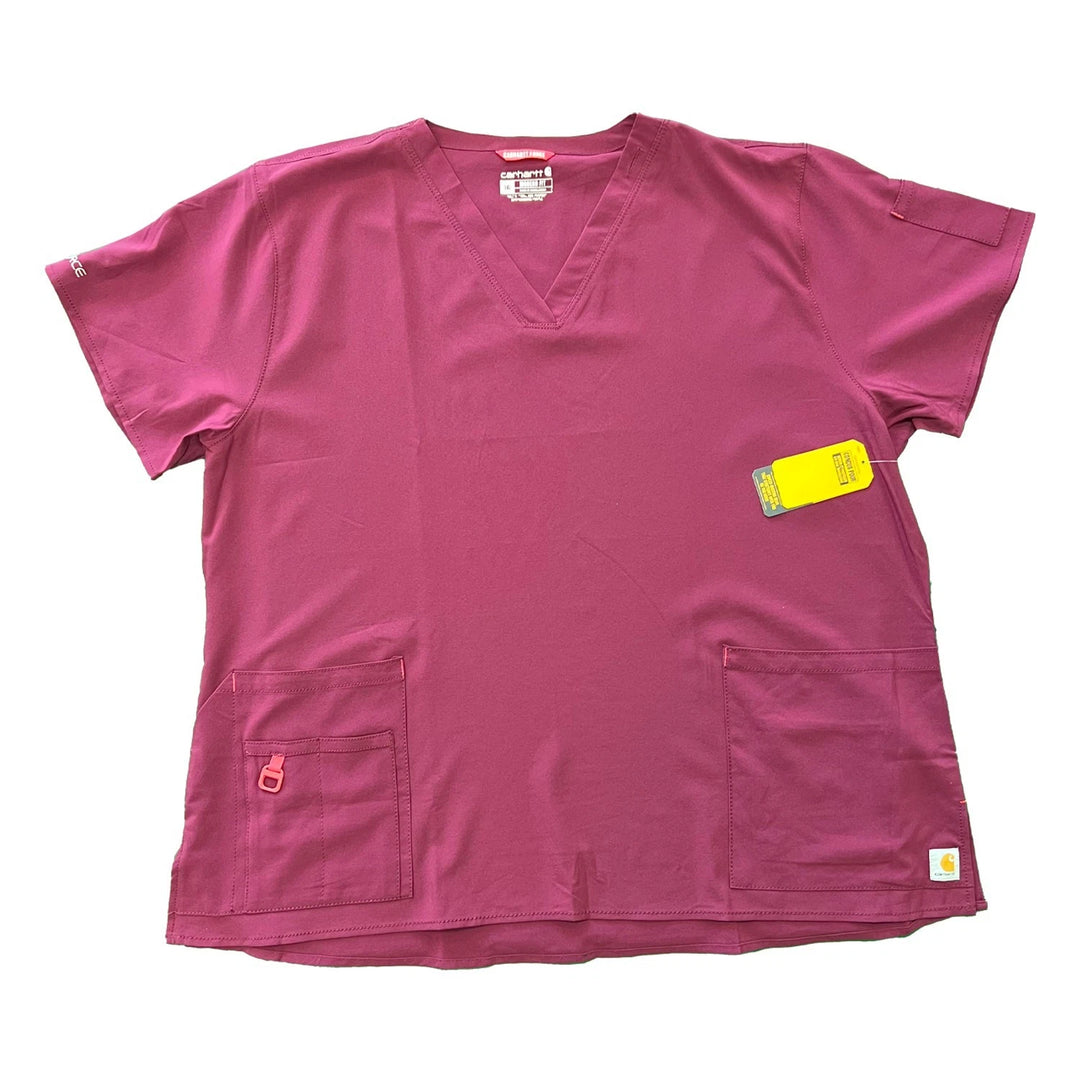 Carhartt Women's Scrub Force Pocket Rugged Flex V-Neck Solid Top D Ring (M03)
