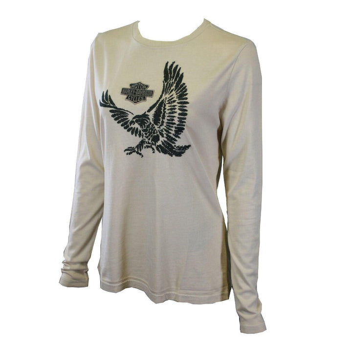 HD Branded Women's T-Shirt Cream Cross-Stitch Flying Eagle L/S Tee (S45)