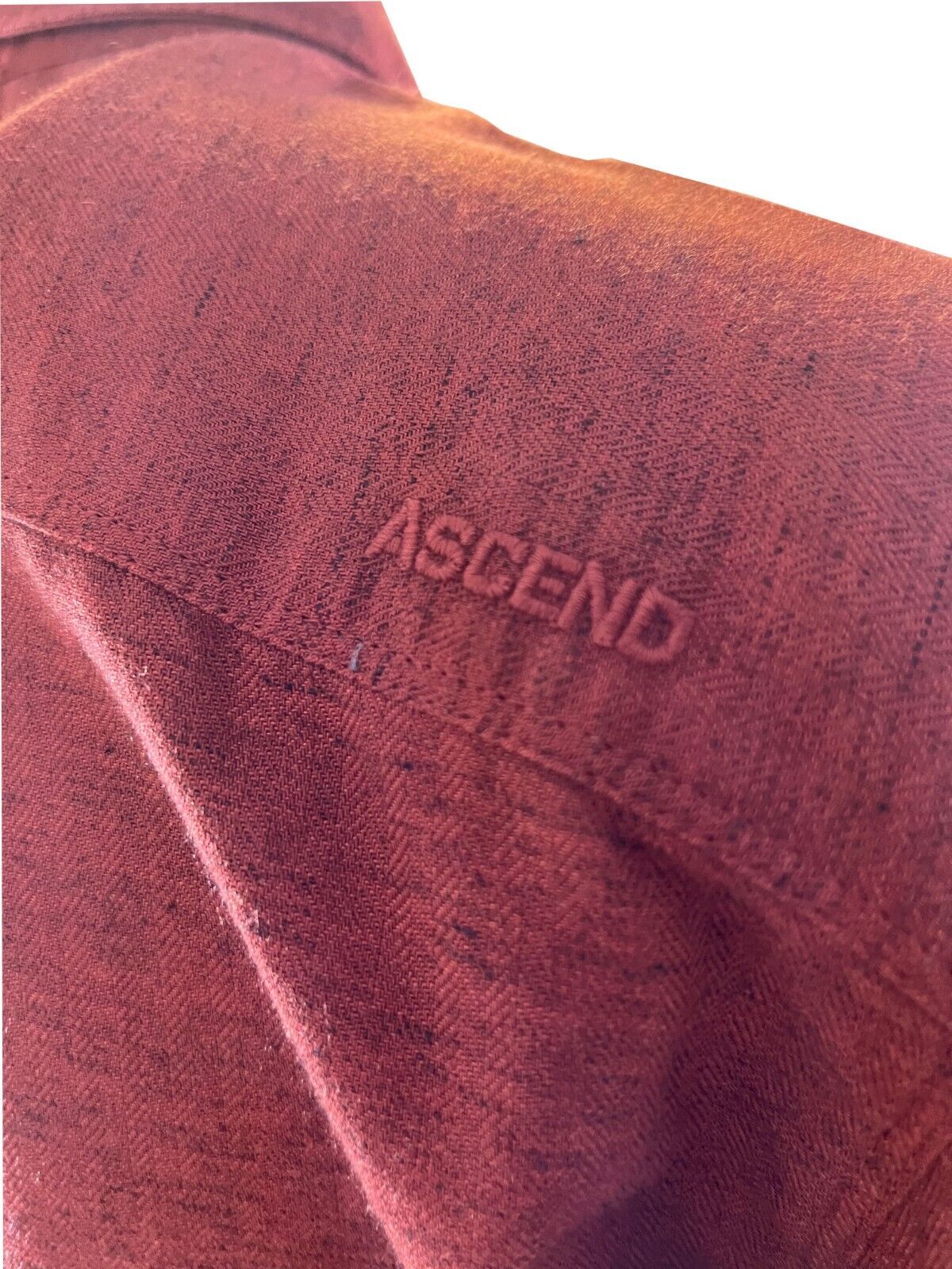 Ascend Men's Burnt Henna Shirt Herringbone Slub Long Sleeve (S02)