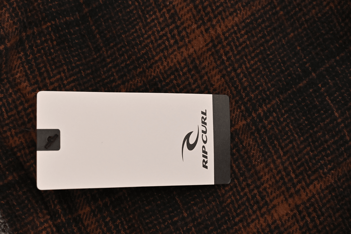 Rip Curl Men's Shirt Burnt Orange Black Plaid Long Sleeve Woven (S10)