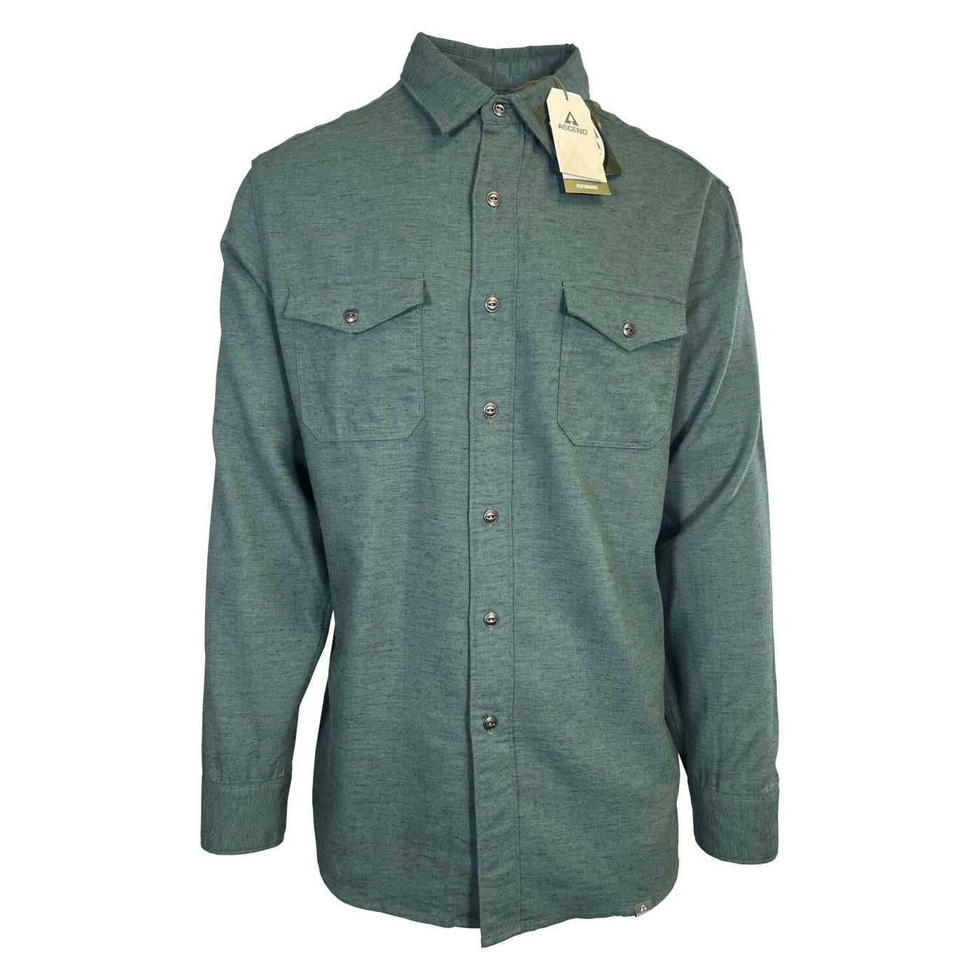 Ascend Men's Sea Pine Shirt Herringbone Slub Long Sleeve (S03)