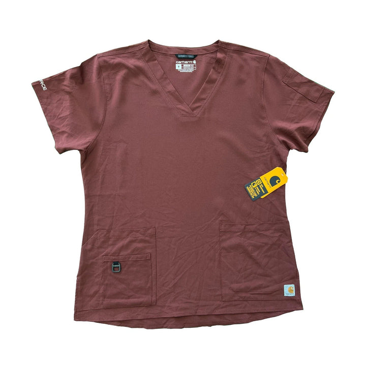 Carhartt Women's Scrub Force Pocket Rugged Flex V-Neck Solid Top D Ring (M03)