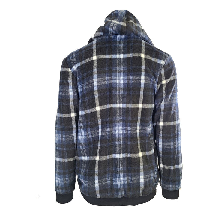 Powerfix Profi Men's Black Hoodie 2 in 1 Reversible Black Blue Plaid (S02)