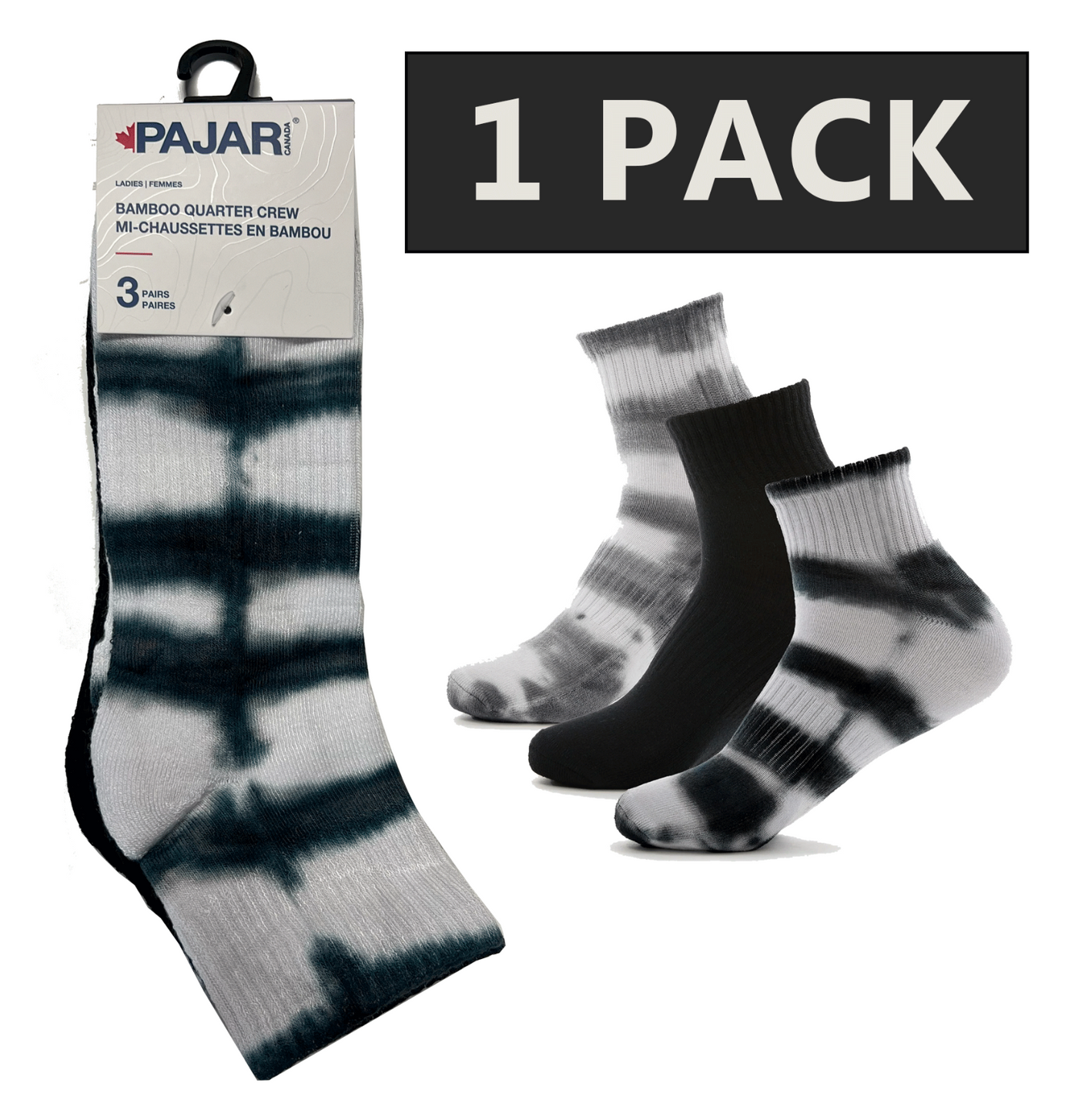 Pajar Women's 3 Pairs Socks Bamboo Quarter Crew (S01)