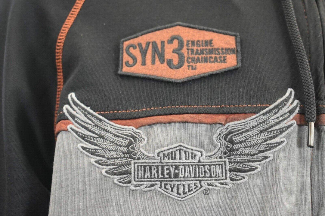 HD Branded Men's Hoodie Black Iron Block Distressed Full Zip (S08)