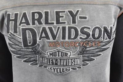 Harley-Davidson Men's T-Shirt Grey Faded Iron Block Pullover Long Sleeve (S41)