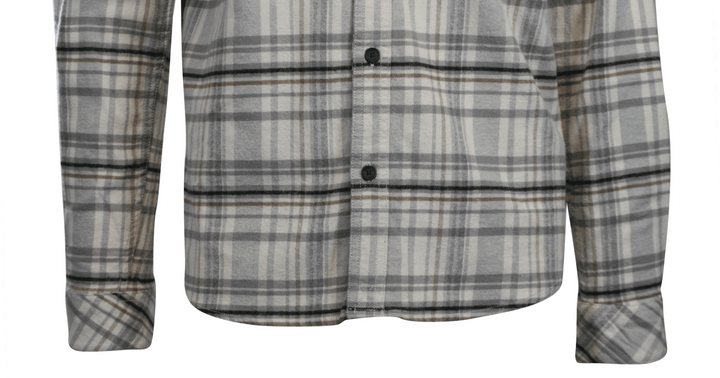 O'Neill Men's Cream Shirt Redmond Plaid Stretch Flannel Long Sleeve (S30)
