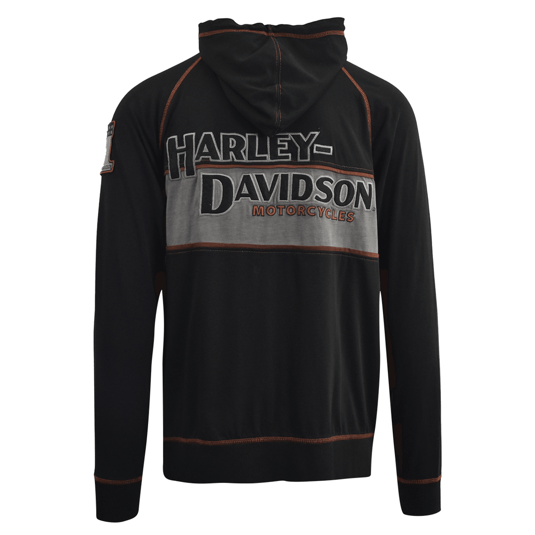 HD Branded Men's Hoodie Black Iron Block Distressed Full Zip (S08)