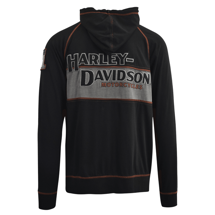 HD Branded Men's Hoodie Black Iron Block Distressed Full Zip (S08)