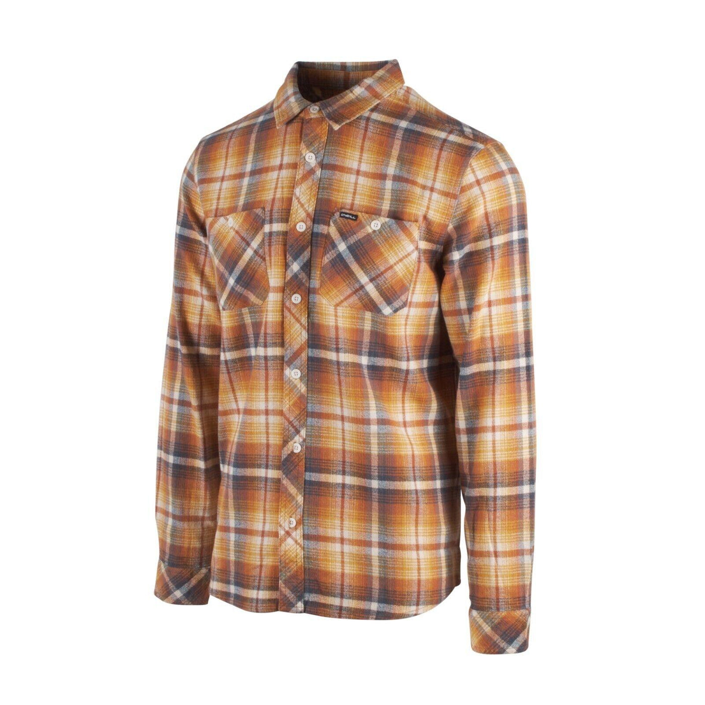 O'Neill Men's Cream Orange Plaid Whittaker L/S Flannel Shirt (S01)