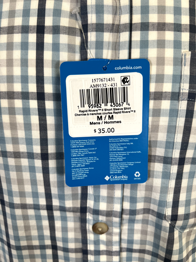 Columbia Men's Ripple Blue Multi Gingham Rapid Rivers II S/S Shirt (431)