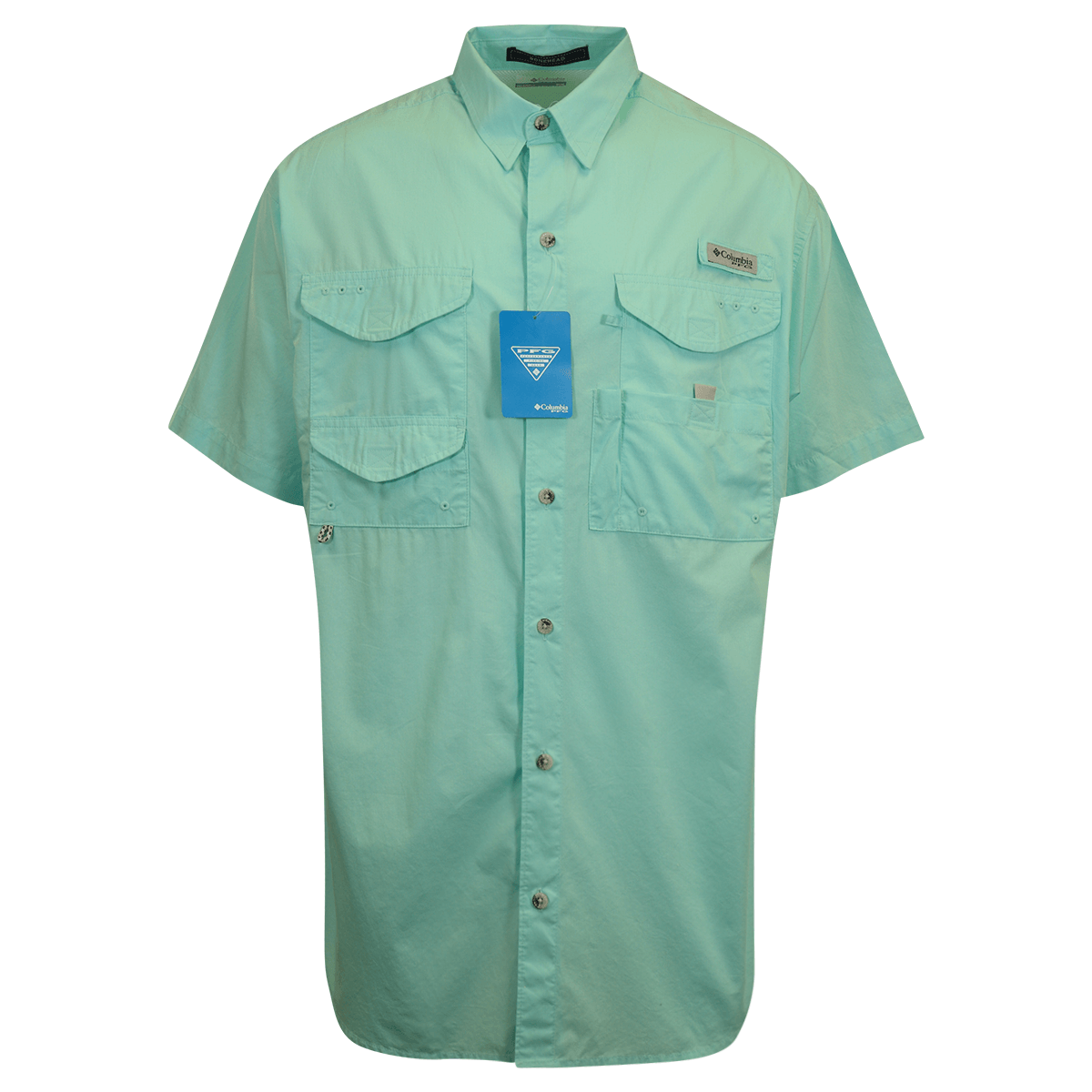 Columbia Men's Woven Shirt PFG Bright Blue Bonehead S/S (499)