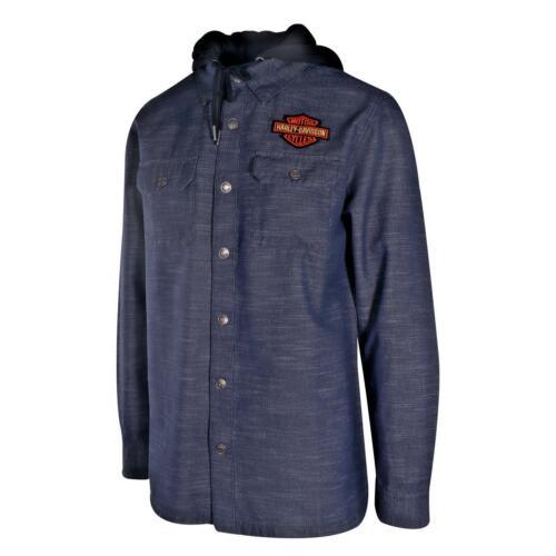 Branded Men's Denim Jacket Blue Dark Wash Patch Logo (101)