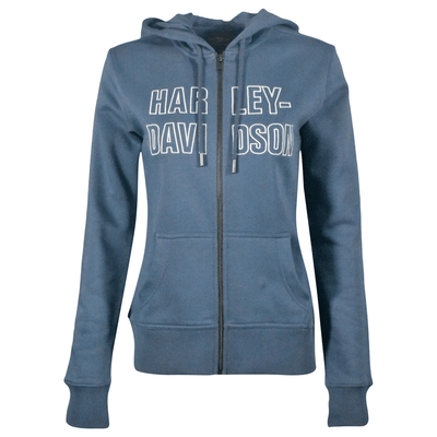 Branded  Women's Hoodie Blue Bar Font Embroidered Full Zip (S05)