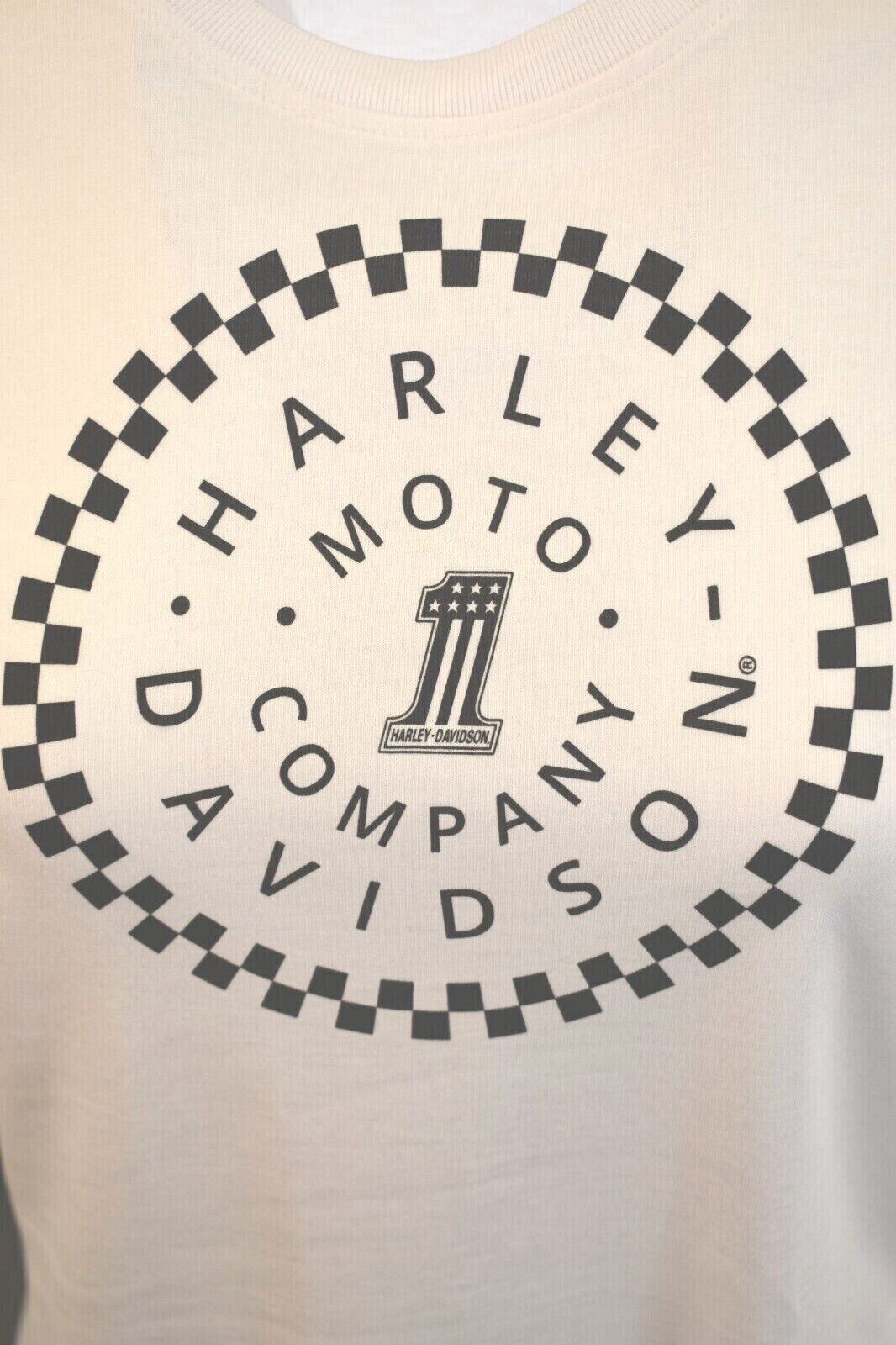 Harley-Davidson Women's T-Shirt White Racing #1 Checker Print (S25)