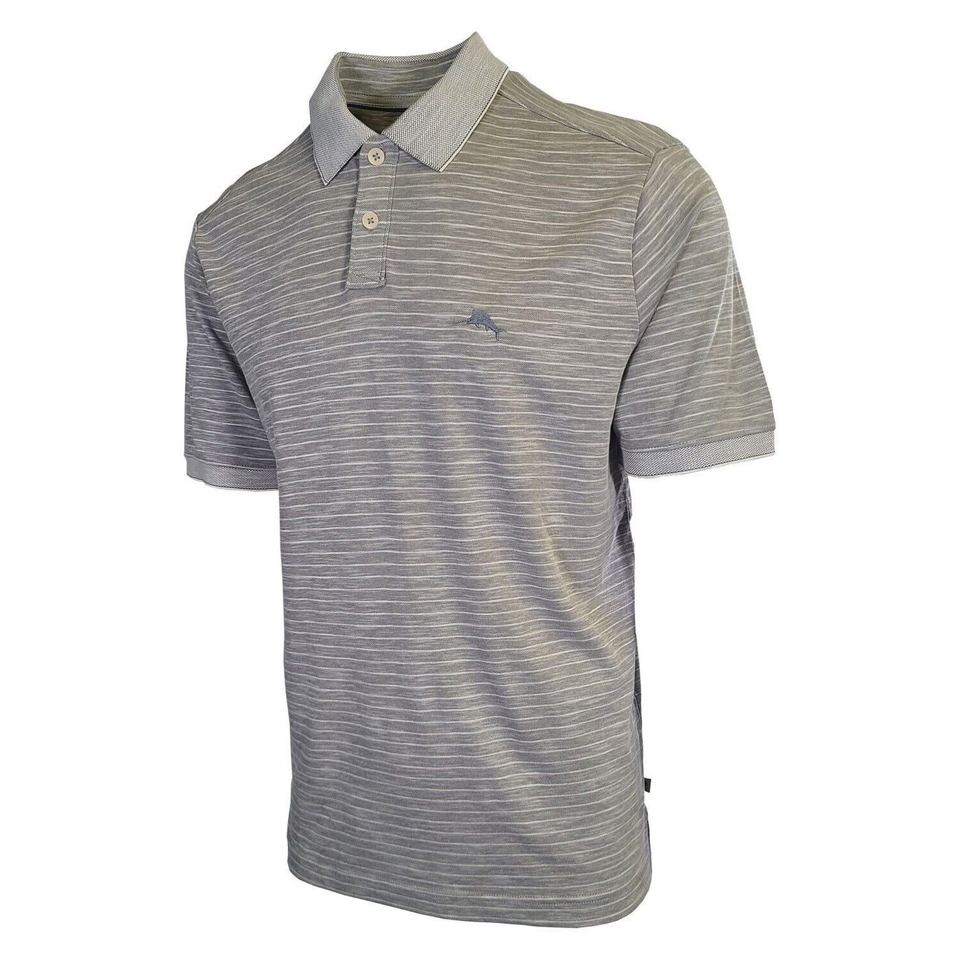 Tommy Bahama Men's Harbor Mist Grey Striped Performance Polo T-Shirt S/S (S06)