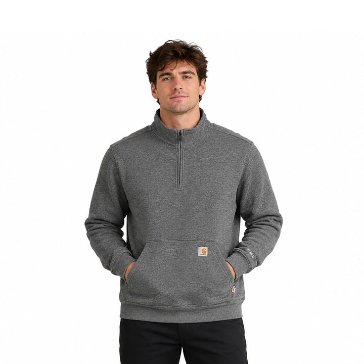 Carhart FR Men′s Granite Heather Sweatshirt Quarter Zip Mock Neck (S52)