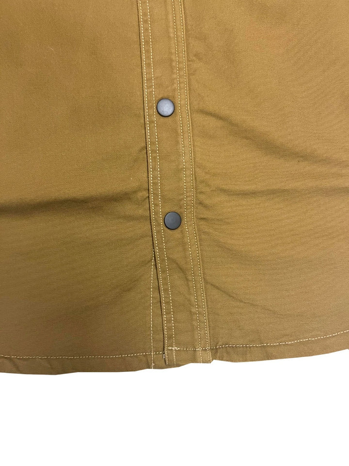 Carhartt Men′s Brown Jacket Rugged Flex Canvas Fleece Lined Shirt L/S (S53)