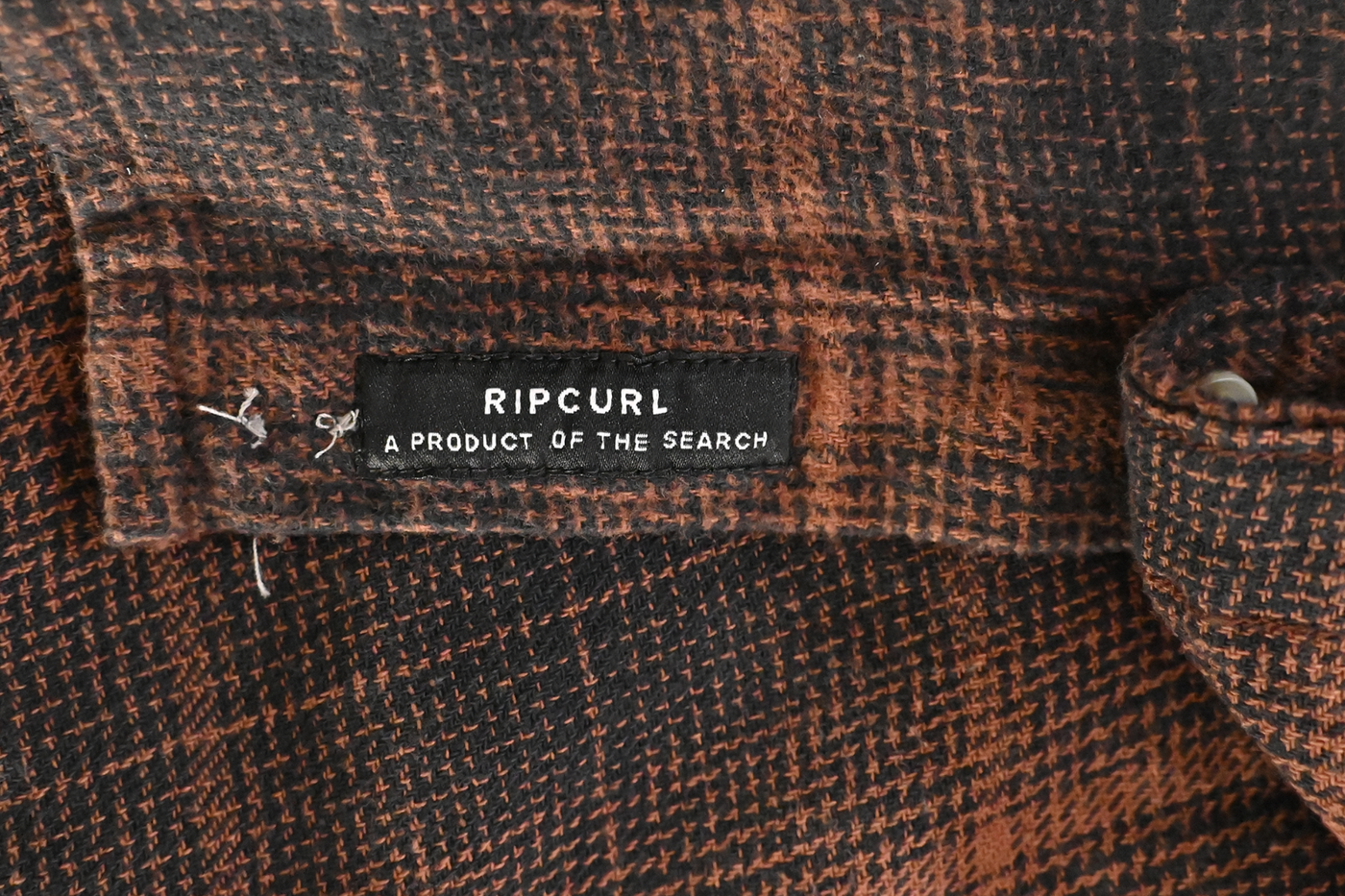 Rip Curl Men's Shirt Burnt Orange Black Plaid Long Sleeve Woven (S10)