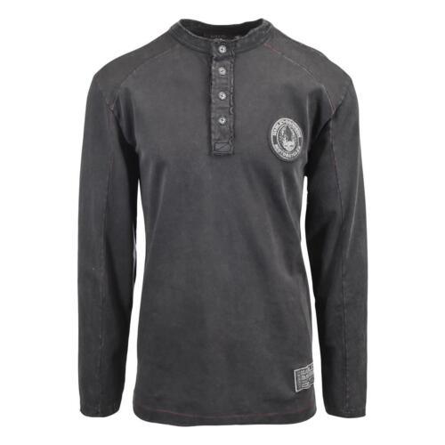HD Branded Men's T-Shirt Specialty Washed Long Sleeve Henley (S43)