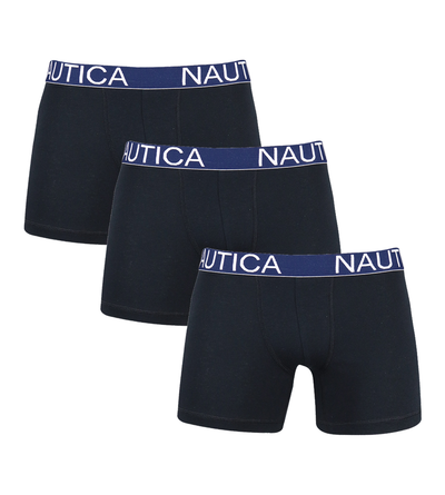 Nautica Men's Black Stretch 3 Pack Boxer Briefs