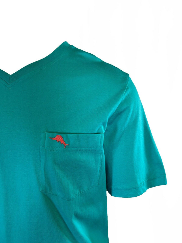 Tommy Bahama Men's Ming Jade T-Shirt V-Neck Bali Skyline Pink Logo Tee (S50)