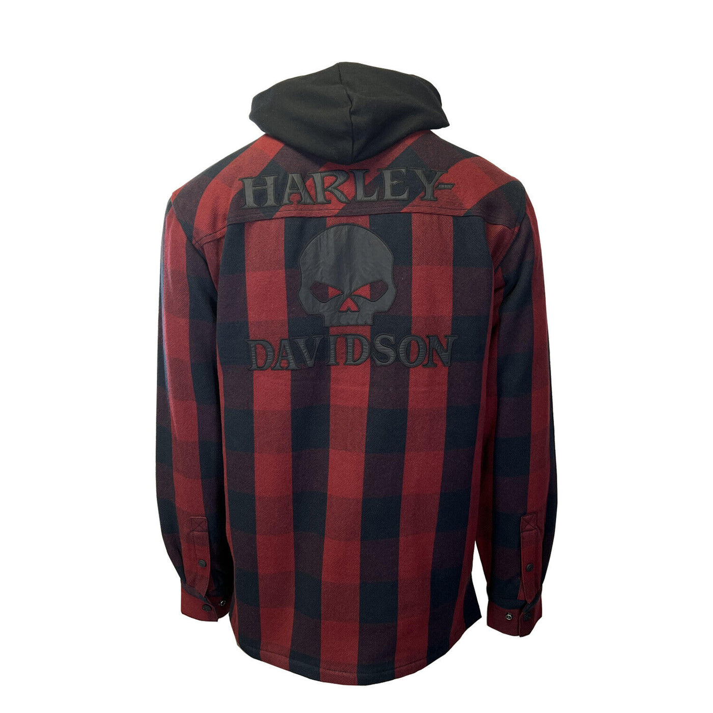 Branded Men's Red Plaid Hoodie Skull Buffalo Check Shirt Jacket (S78)