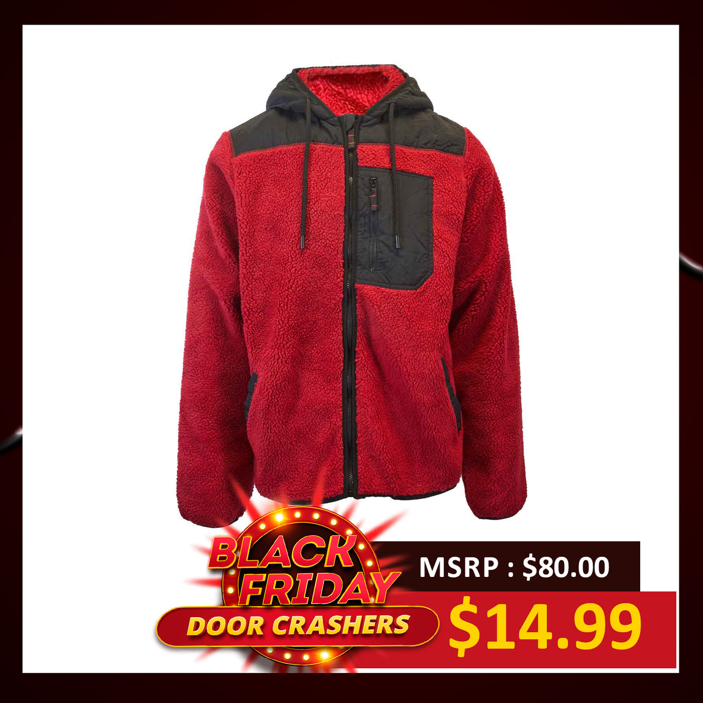 Jack & Jones Men's Red Jacket Authentic Sherpa Teddy Fleece (S02)