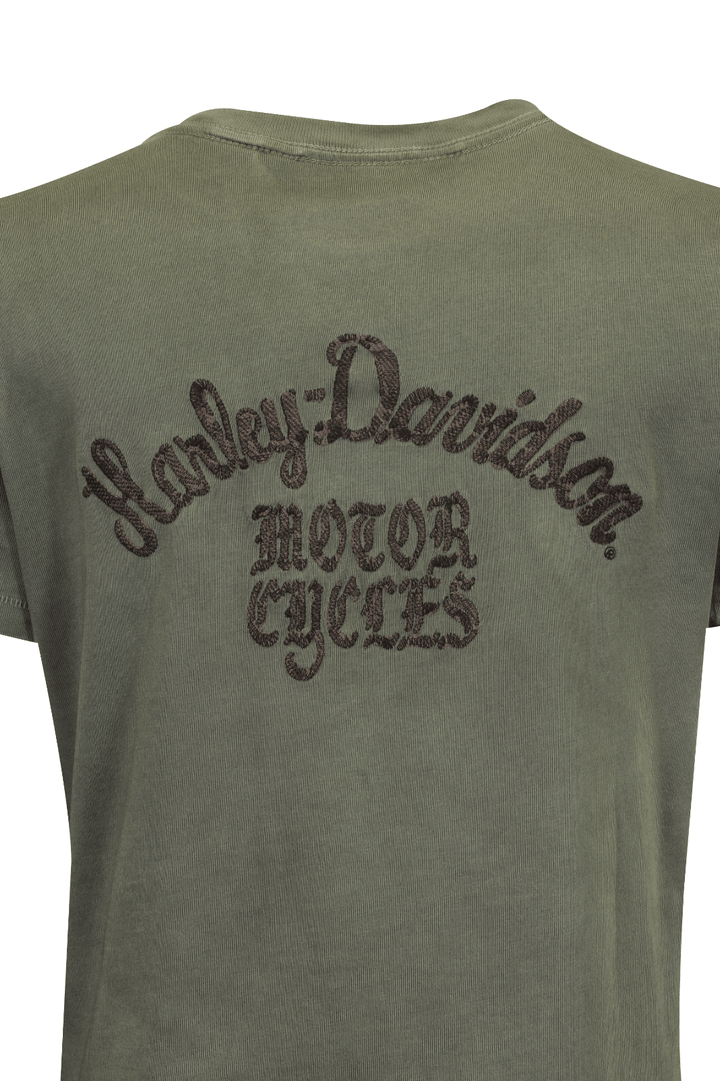 HD Branded Women's T-Shirt Olive Green Embroidered Official Logo S/S (S36)