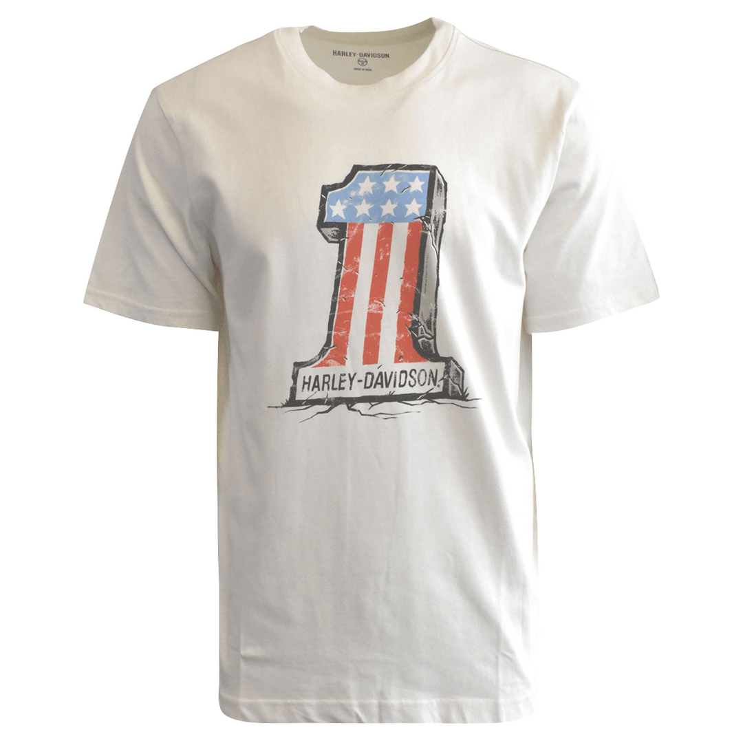 HD Branded Men's T-Shirt Ivory #1 American Flag Tee (S87)